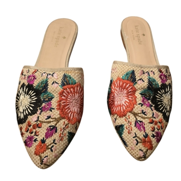kate spade Shoes - Kate Spade NY Montclair Multicolor Embroidered Mules Size 8 in EUC